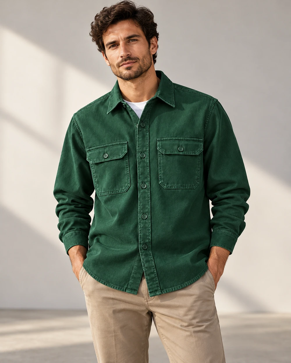 Essential Cotton Overshirt view 3